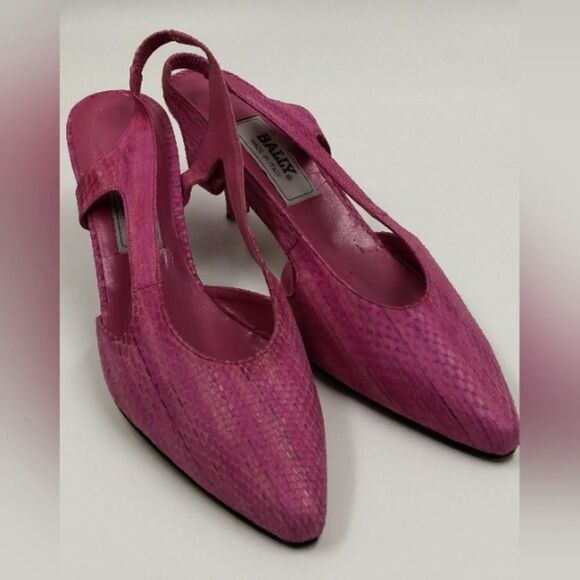 Bally of Switzerland Vintage Pink Leather Slingback Shoe's Kitten Heels  11AA - Picture 2 of 15